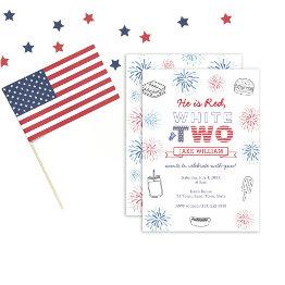 Small Red White And Two Cookout 2nd Birthday Party Invitation Front View