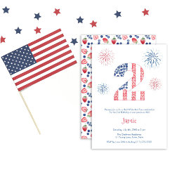 Small Red White And Two Garden 2nd Birthday Party Invitation Front View