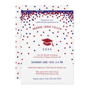 red, white & blue graduation party invitation