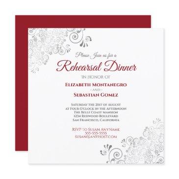 red & white elegant wedding rehearsal dinner invitation