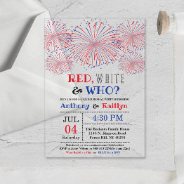 Small Red, White & Who? 4th Of July Gender Reveal Party Acrylic Invitations Front View