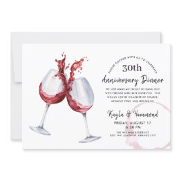 Small Red Wine Occasion Anniversary Dinner Invitation Front View