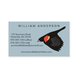 Small Red-winged Blackbird Light Blue Business Invitations Front View