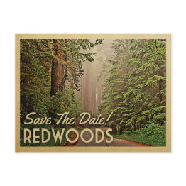 Small Redwood Forest Save The Date Humboldt California Announcement Postinvitations Front View