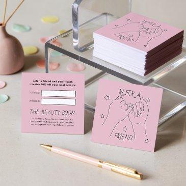 refer a friend blush pink cute hands illustration referral invitations