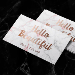 Small Referral Invitations | Makeup Artist Hair Salon Marble Front View