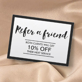 Small Referral Invitations | Modern Black & White Simple Frame Front View