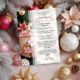 Small Refined Pink Christmas Balls Ornament Exchange Invitation Front View