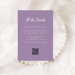 Small Regal Lavender | Wedding Guest Details Qr Code Enclosure Invitations Front View