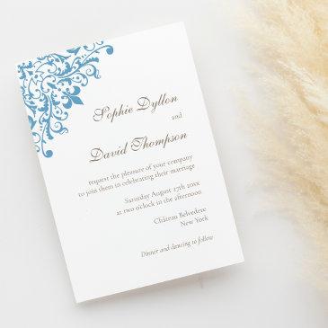 regency french blue fleur de lis pattern invitation