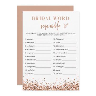regina rose gold bridal shower word scramble invitation