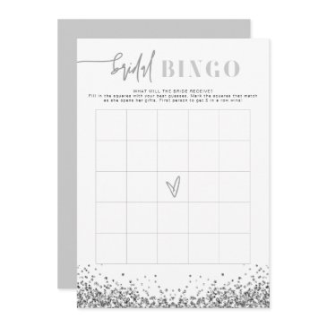 regina silver sequins bridal shower bingo game invitation