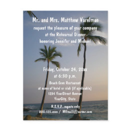 Small Rehearsal Dinner Sunset With Trade Winds Invitation Front View