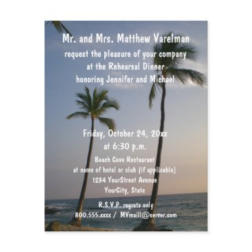 rehearsal dinner sunset with trade winds invitation