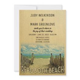Small Rehoboth Beach Vintage Wedding Invitation Front View