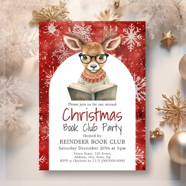 reindeer book club christmas party invitation