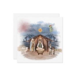 Small Religious Christmas Nativity Birth Jesus Baptism Invitation Front View