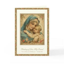 Small Religious Friendship Prayer Blessed Mary & Jesus Invitations Front View