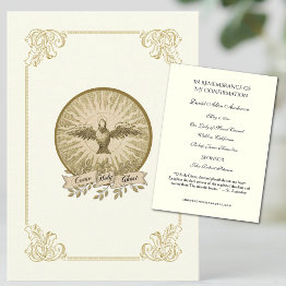 Small Religious Gold Sacrament Confirmation Holy Invitations Front View