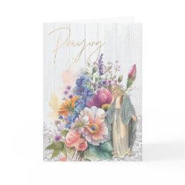 Small Religious Praying For You Virgin Mary Invitations Front View
