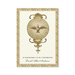 Small Religious Sacrament Confirmation Gold Holy Invitations Front View