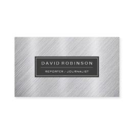 Small Reporter Journalist - Modern Brushed Metal Look Business Invitations Front View