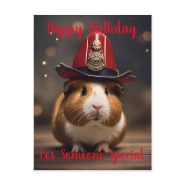 rescue ready: guinea pig in a fireman's hat, postinvitations