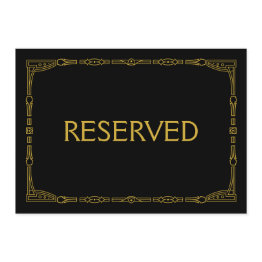 Small "reserved" Gold Art Deco Style Wedding Sign Invitation Front View