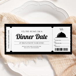 Small Restaurant Dinner Date Night Reservation Voucher Invitation Front View