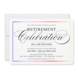 Small Retirement Celebration Dinner Modern Rainbow Color Invitation Front View