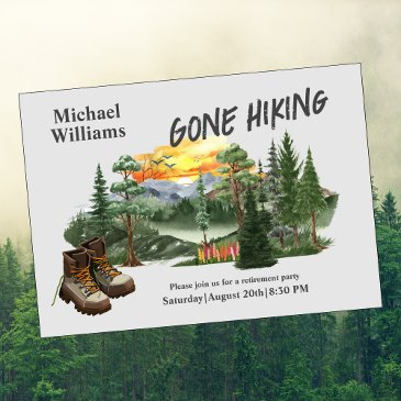 retirement gone hiking to the mountains sunrise  invitation
