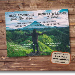 Small Retirement Hiking Next Adventure Climb Heights Invitation Front View