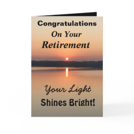 Small Retirement Light Shines Bright Sunset Sunshine Invitations Front View