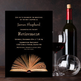 Small Retirement Party Black Next Chapter Invitation Front View