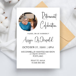 Small Retirement Party Celebration Retired Dad Mom Nurse Invitation Front View