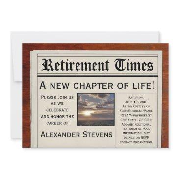retirement party fun newspaper invitation