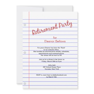 retirement party school theme invitation