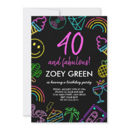 Small Retro 40 And Fabulous Custom Birthday Invitation Front View