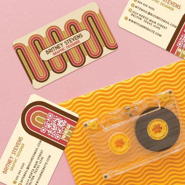 retro 70's groovy rainbow arch stripes design business invitations