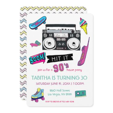 retro 90's birthday party invitation