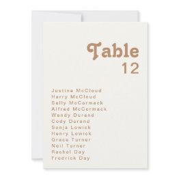 Small Retro Beach | Ivory Table Number Chart Front View