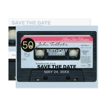 retro c audiotape 50th birthday party save date p invitation postinvitations