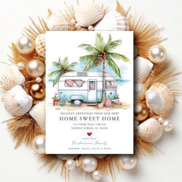 retro camper holiday moving announcement