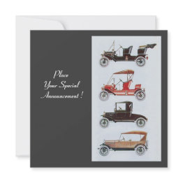 Small Retro Cars 2 , Auto Restoration ,red White Grey Announcement Front View