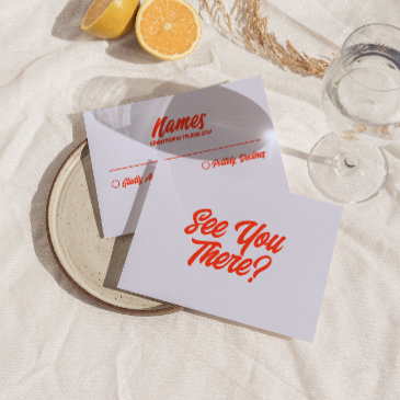 retro colorful bright bold funky modern wedding rsvp invitations