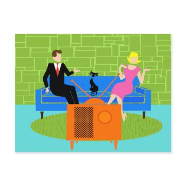 retro couple with cat postinvitations