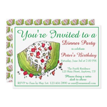 retro dinner party iceberg lettuce wedge salad invitation