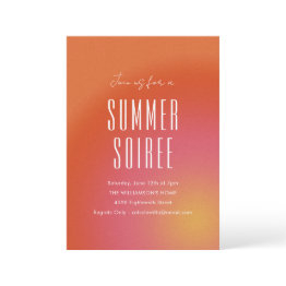 Small Retro Groovy Orange Fun Summer Soiree Party Invitation Front View