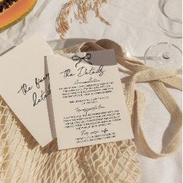 Small Retro Hand Written Drawn Quirky Wedding Details Enclosure Invitations Front View