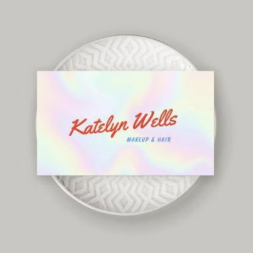 retro handwritten script beauty holographic business invitations